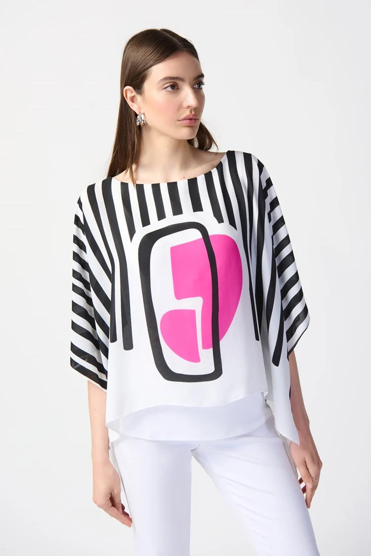 Joseph Ribkoff - Abstract Print Georgette Poncho Top - 241091