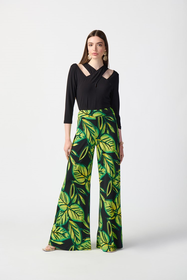 Joseph Ribkoff - Leaf Print Silky Knit Wide-Leg Pants (241288)
