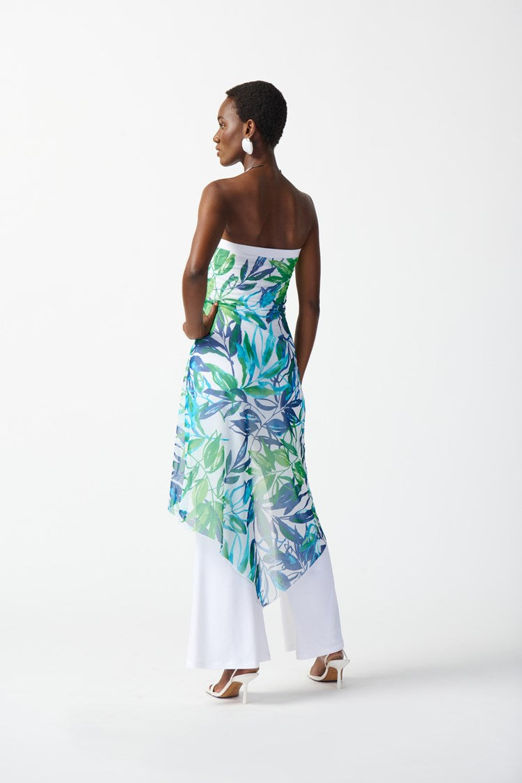 Joseph Ribkoff - Mesh And Silky Knit Tropical Print Jumpsuit (242024)