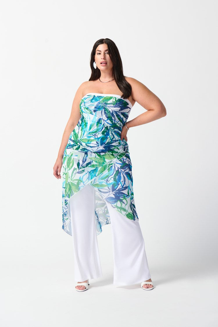 Joseph Ribkoff - Mesh And Silky Knit Tropical Print Jumpsuit (242024)