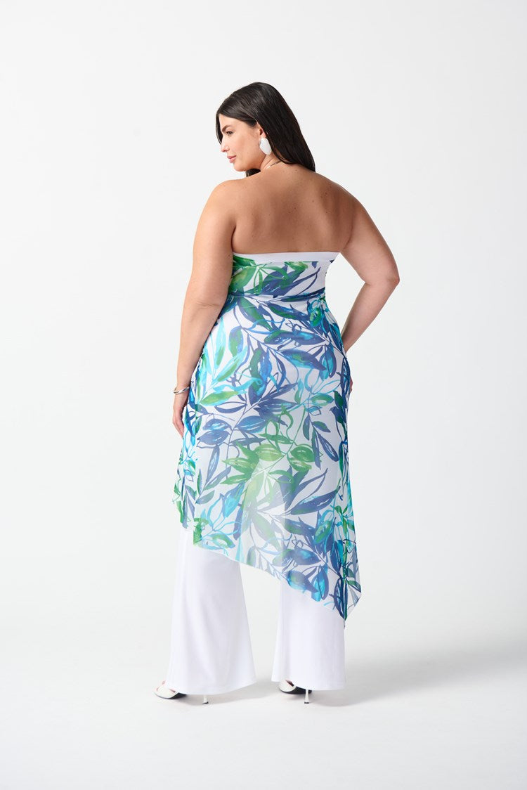 Joseph Ribkoff - Mesh And Silky Knit Tropical Print Jumpsuit (242024)