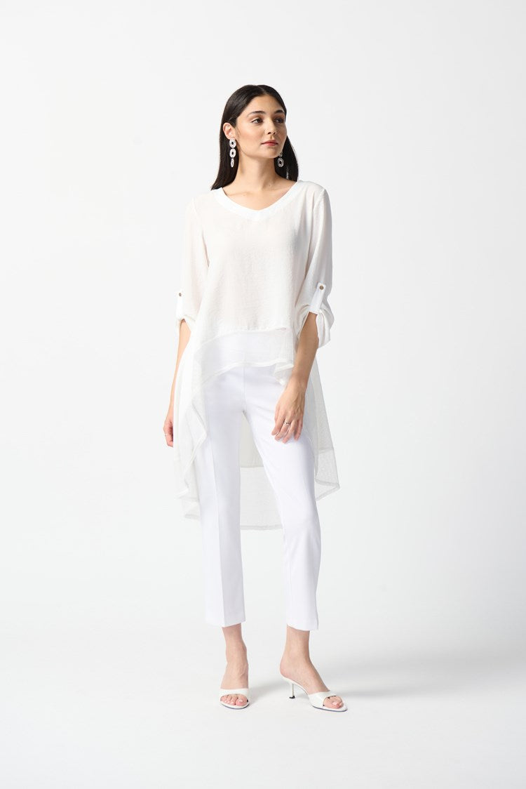 Joseph Ribkoff - Gauze and Mesh High Low Flare Top (242066)