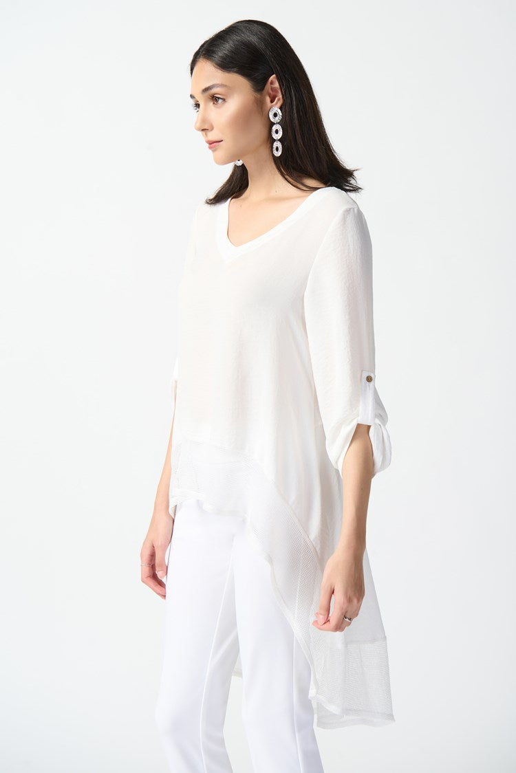 Joseph Ribkoff - Gauze and Mesh High Low Flare Top (242066)