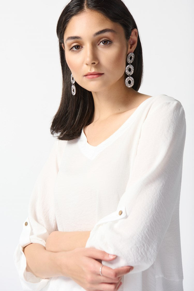 Joseph Ribkoff - Gauze and Mesh High Low Flare Top (242066)