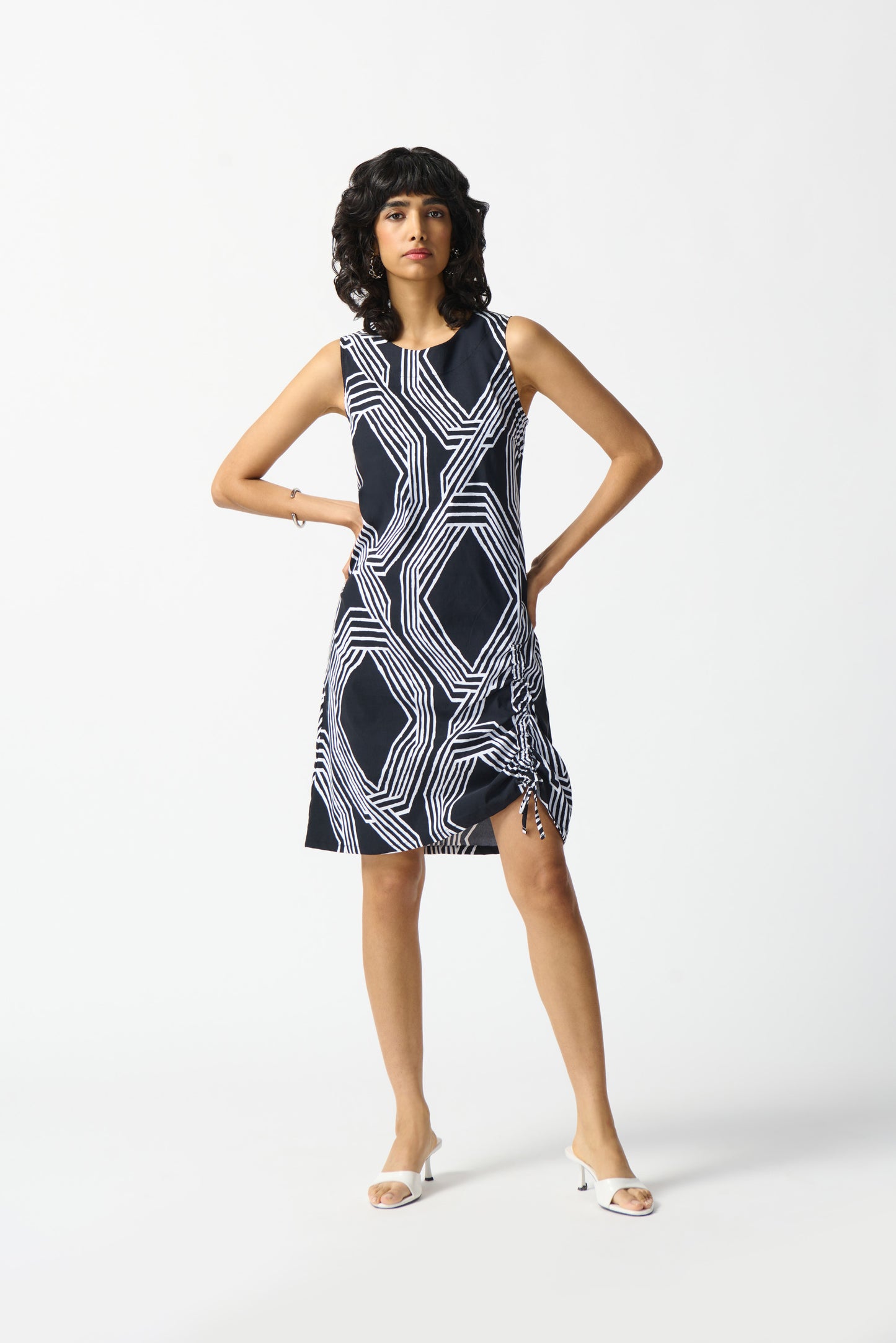 Joseph Ribkoff - Woven Geometric Print A-Line Dress (242114)