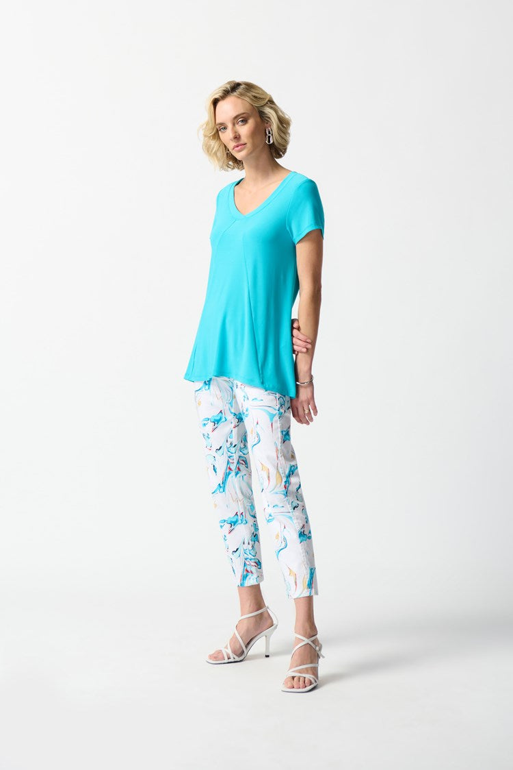 Joseph Ribkoff - Denim Abstract Print Slim Cropped Pants (242923)