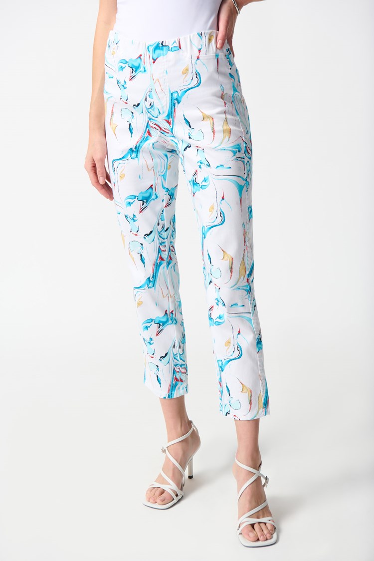 Joseph Ribkoff - Denim Abstract Print Slim Cropped Pants (242923)
