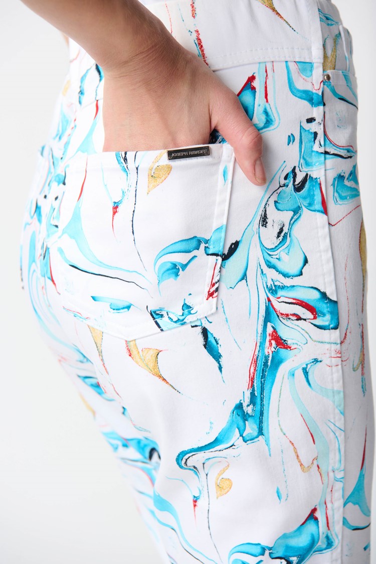 Joseph Ribkoff - Denim Abstract Print Slim Cropped Pants (242923)