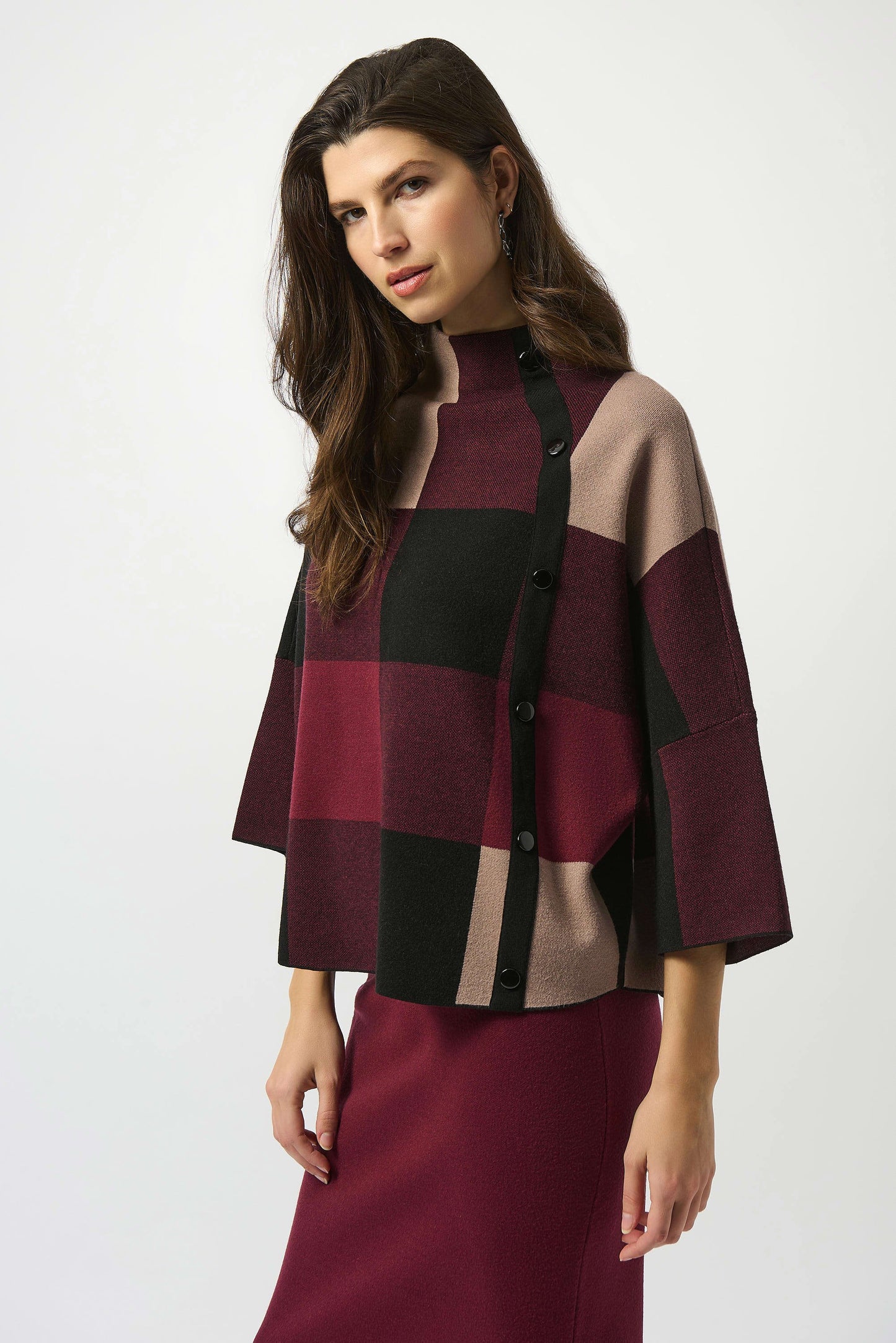 Joseph Ribkoff - Plaid Jacquard Sweater Knit Top (243948F25)