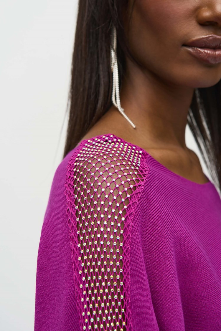 Joseph Ribkoff - Sweater Knit Pullover with Lace & Sequin Trim (244910)