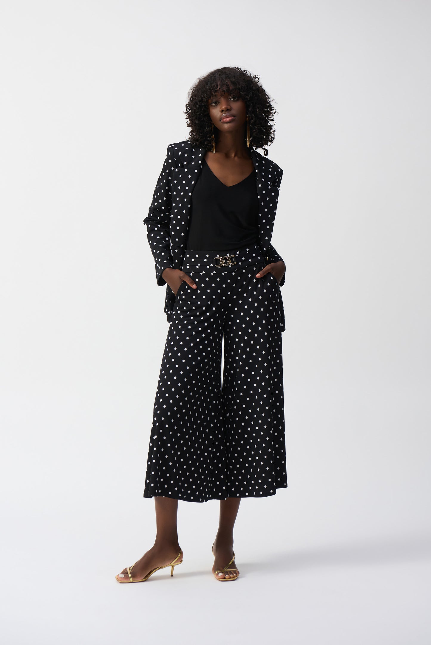 Joseph Ribkoff - Silky Knit Dot Print Pull-On Culotte Pants 251040