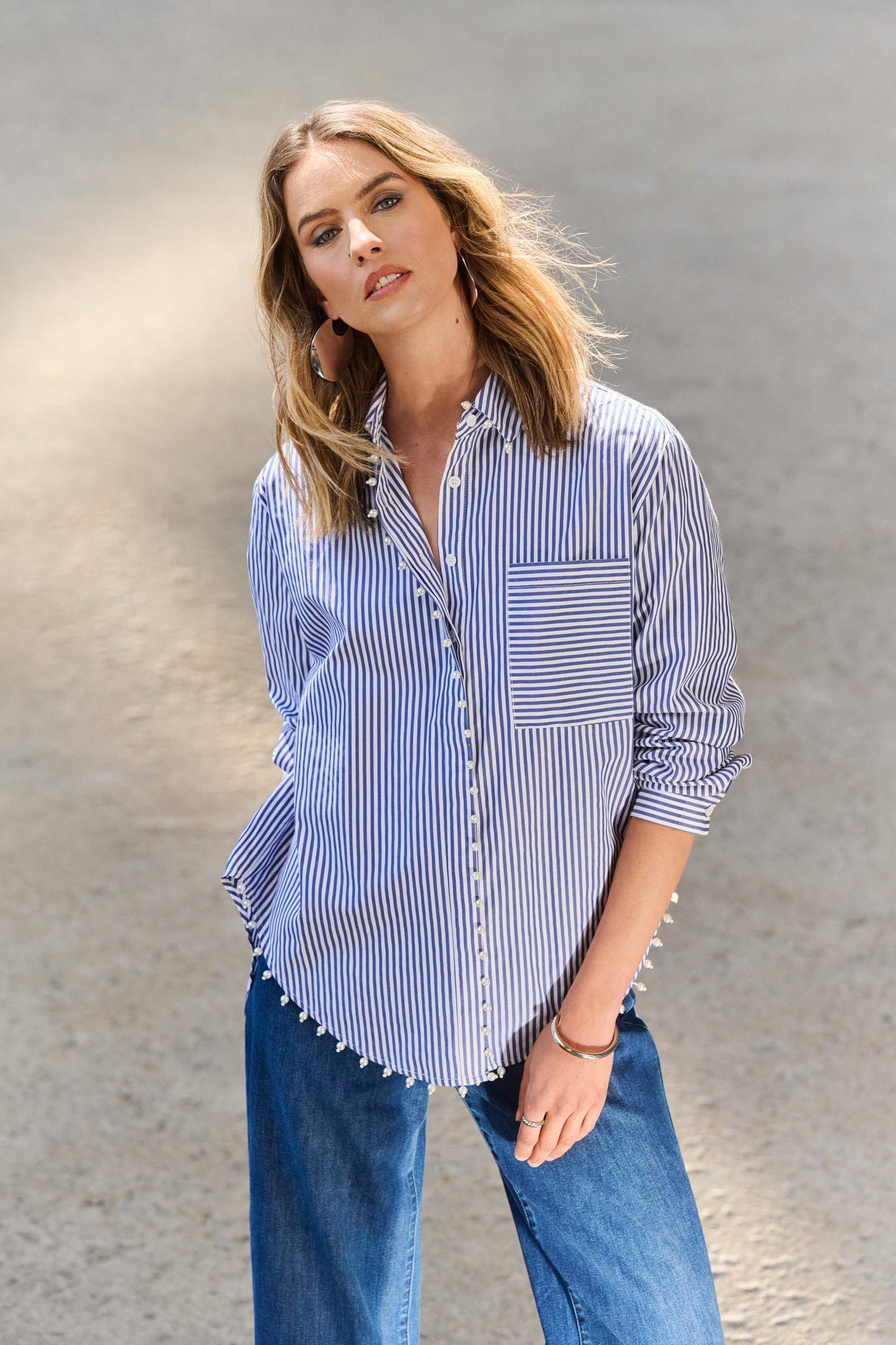 Joseph Ribkoff - Striped Stretch Cotton Shirt (251942)