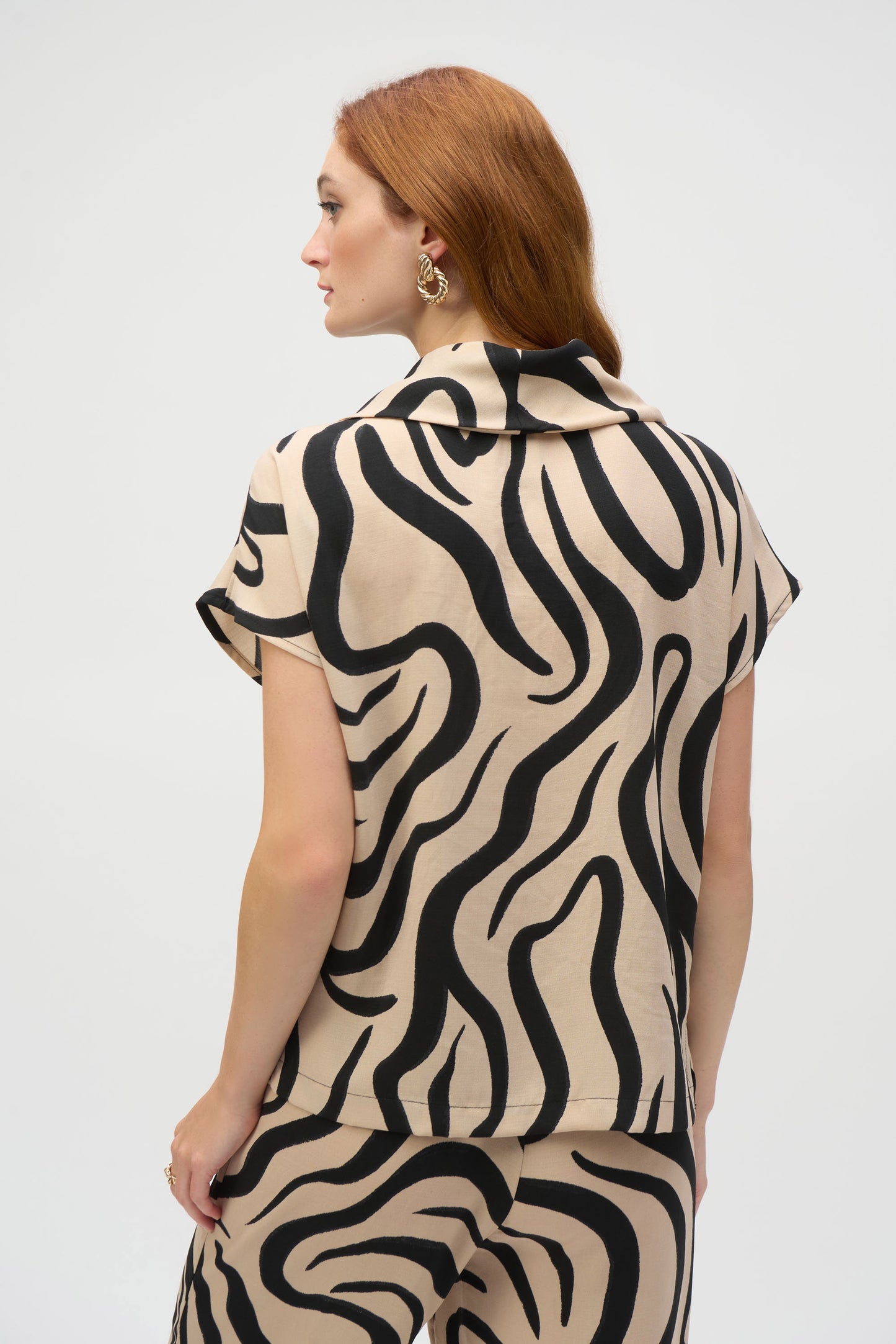 Joseph Ribkoff - Gauze Abstract Print Cowl Neck Top (252212)