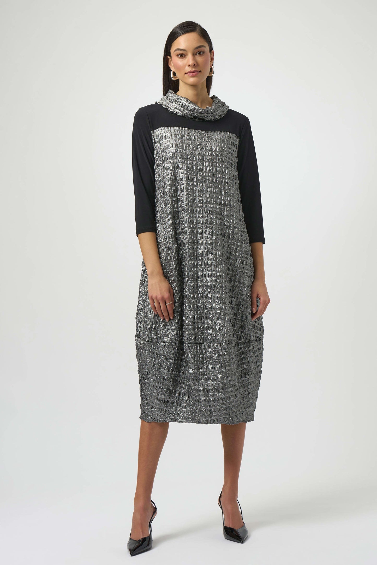 Joseph Ribkoff - Foiled Jacquard & Silky Knit Cocoon Dress (254057)