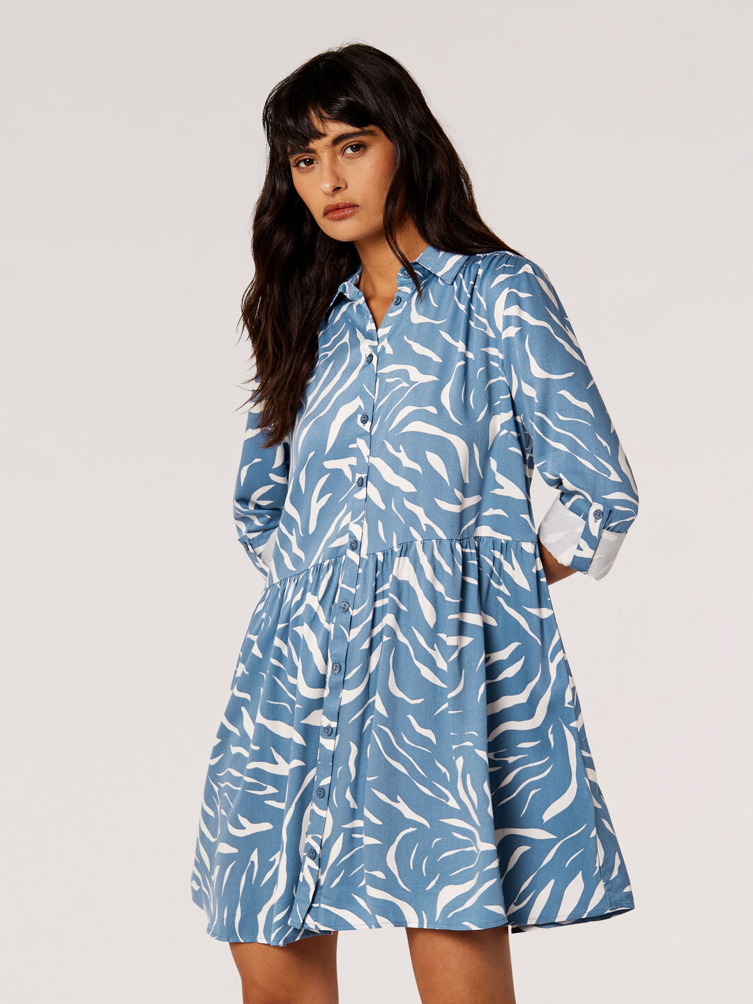 Apricot - Zebra Print Shirt Mini Dress (822191)