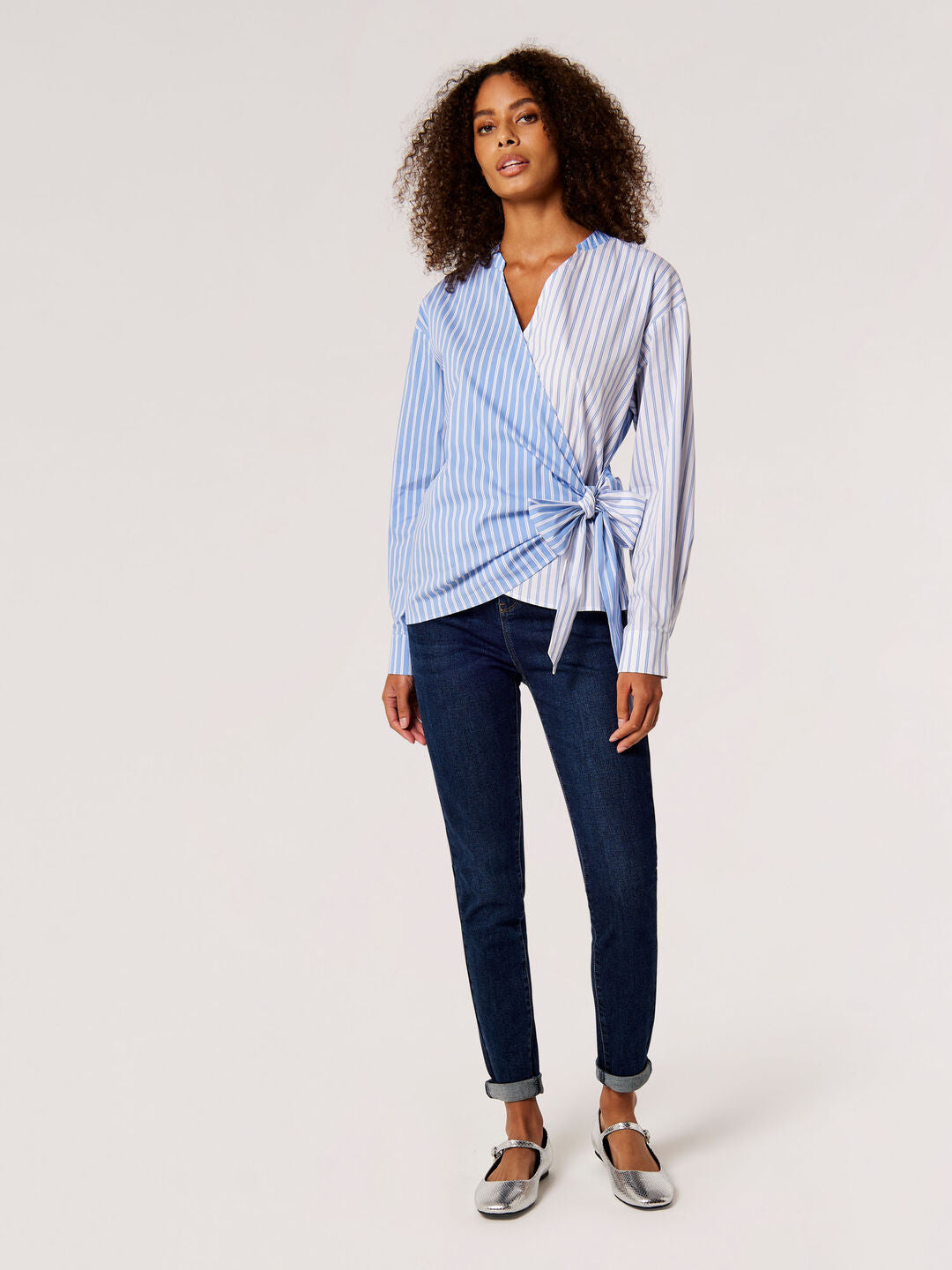 Apricot - Contrast Stripe Wrap Shirt (829633)