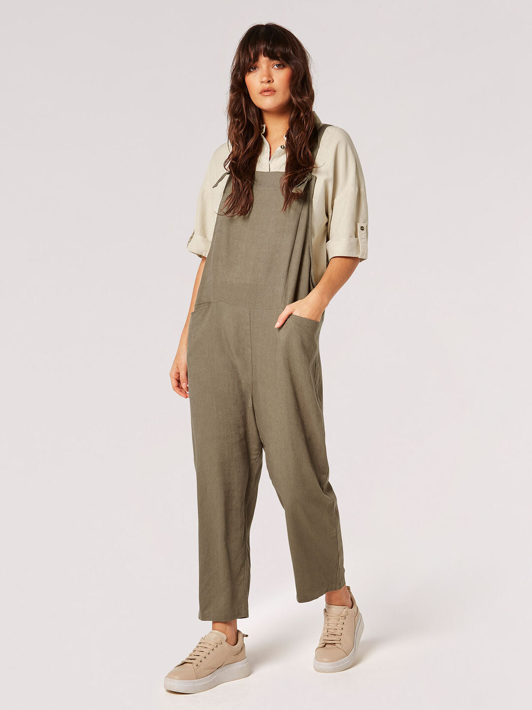 Apricot - Linen Blend Relaxed Fit Dungarees (838994)