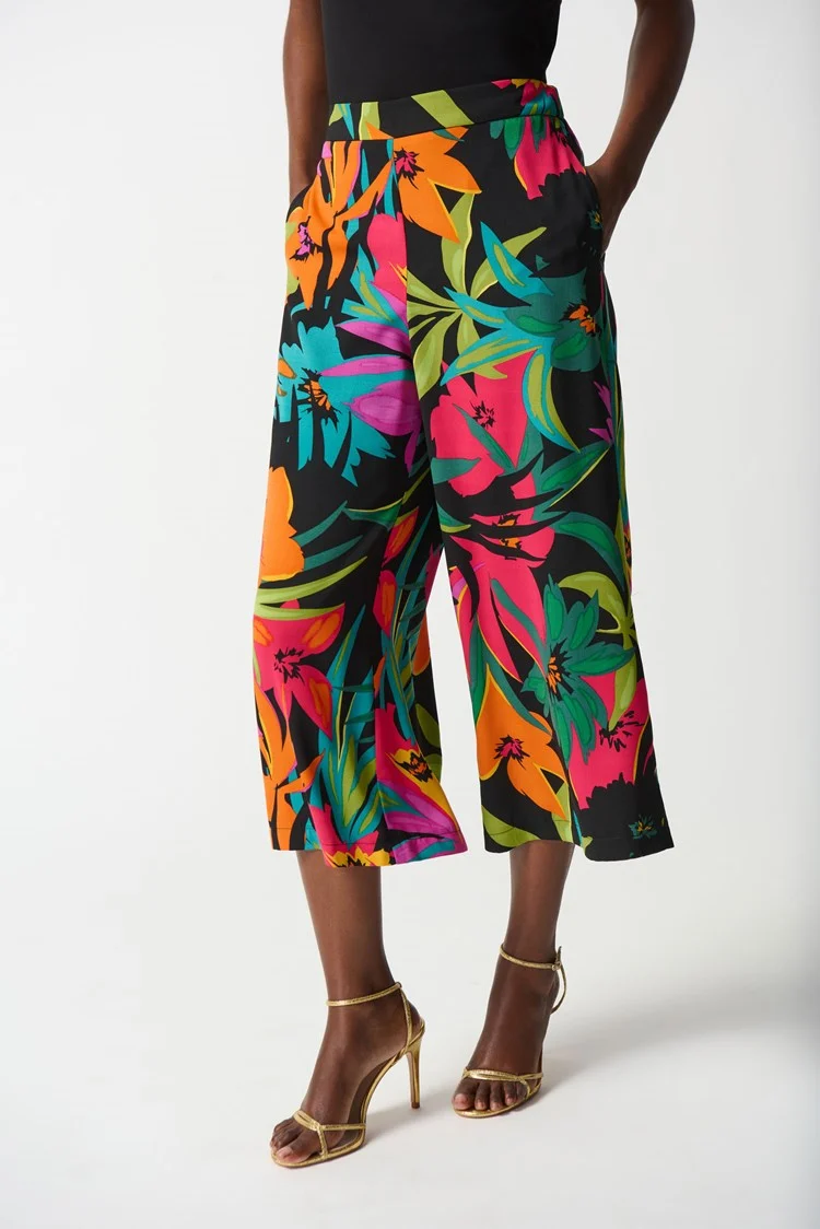 Joseph Ribkoff - Gauze Tropical Print Culotte Pants (242211)