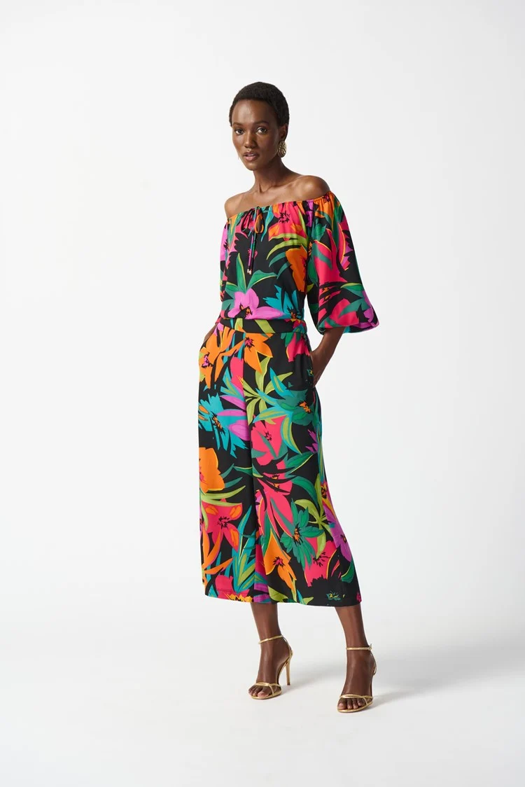 Joseph Ribkoff - Gauze Tropical Print Culotte Pants (242211)