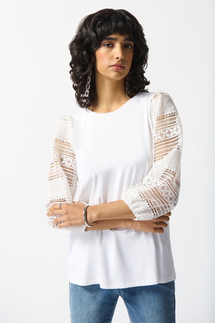 Joseph Ribkoff - Bamboo Jersey And Guipure Top (242086)