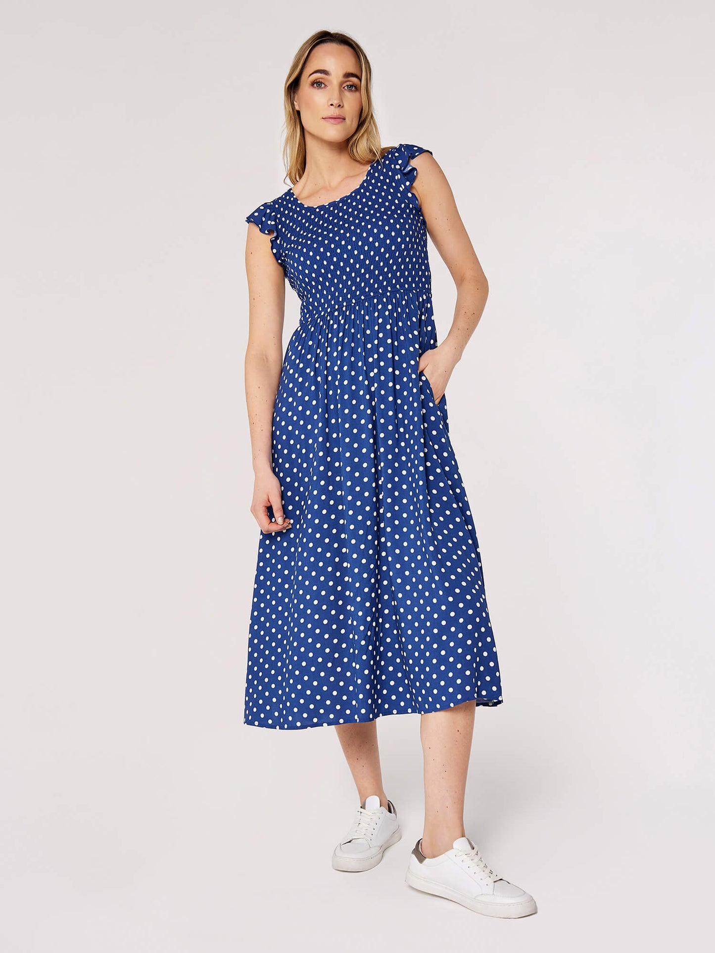 Apricot - Polkadot smocked ruffle dress (784017)