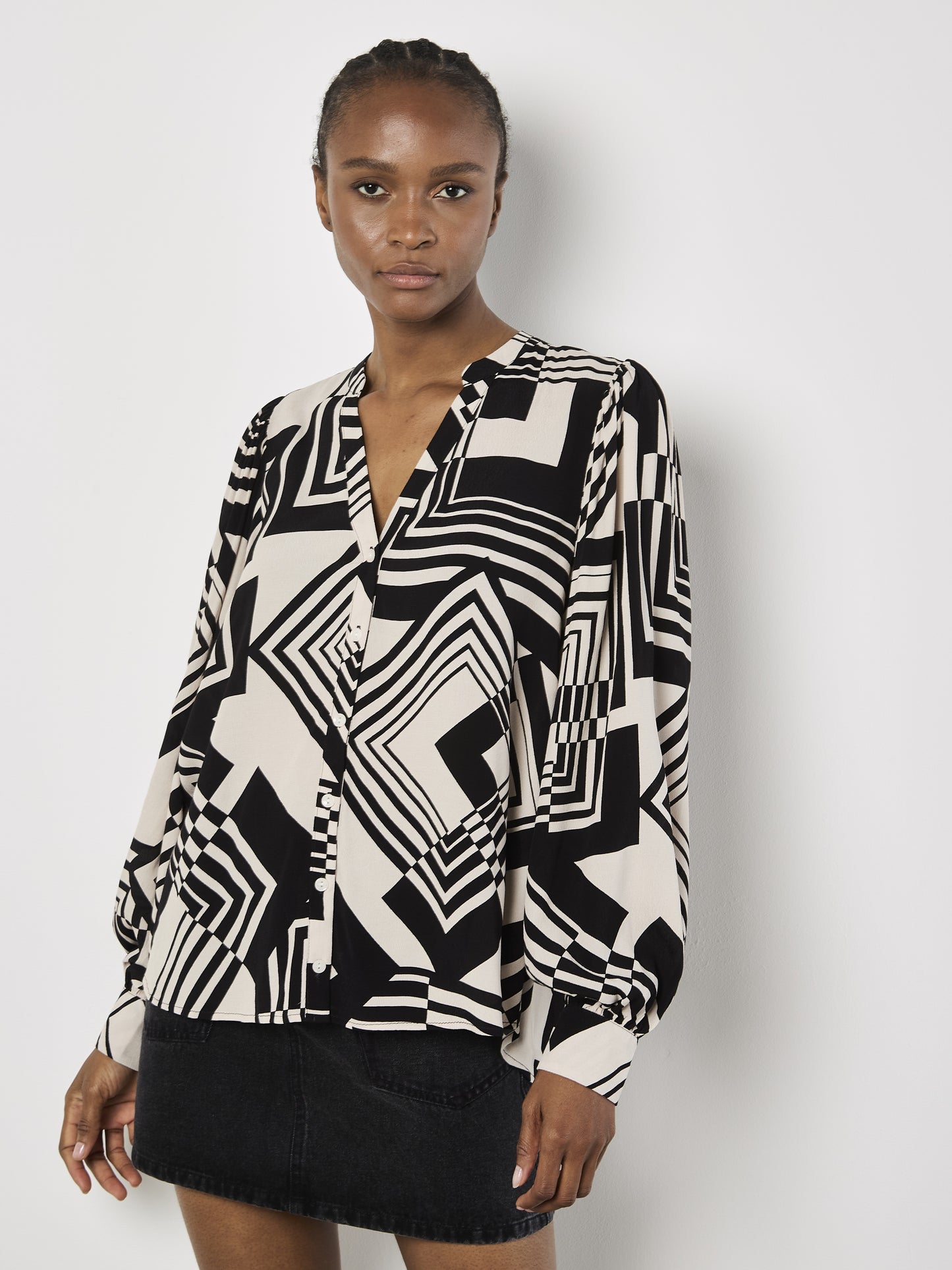 APRICOT - GRAPHIC OPEN COLLAR SHIRT(934061)