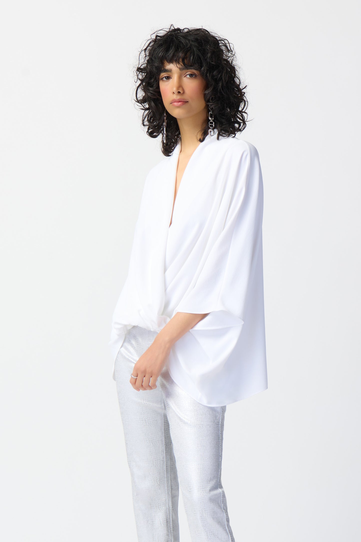Joseph Ribkoff - Woven Dolman Sleeve Wrap Top (241218)