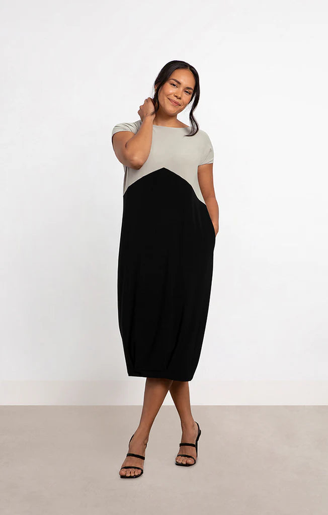 Sympli Color Block Lantern Dress Style 28132CB-0