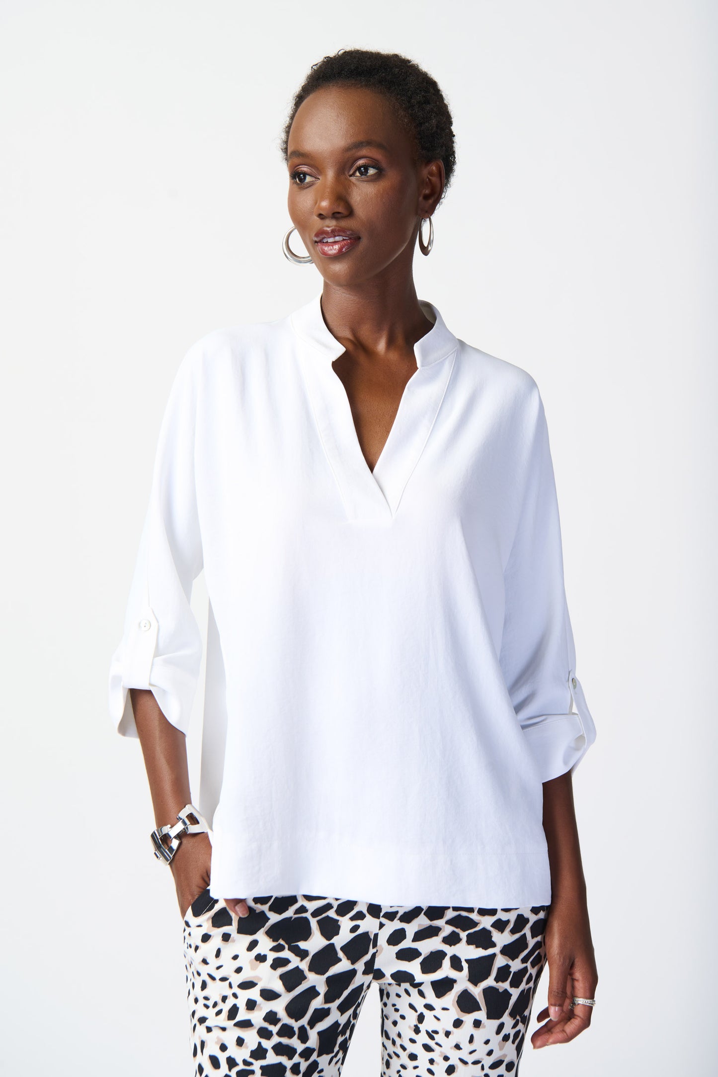Joseph Ribkoff - Woven Boxy Top with Dolman Sleeves (241039)