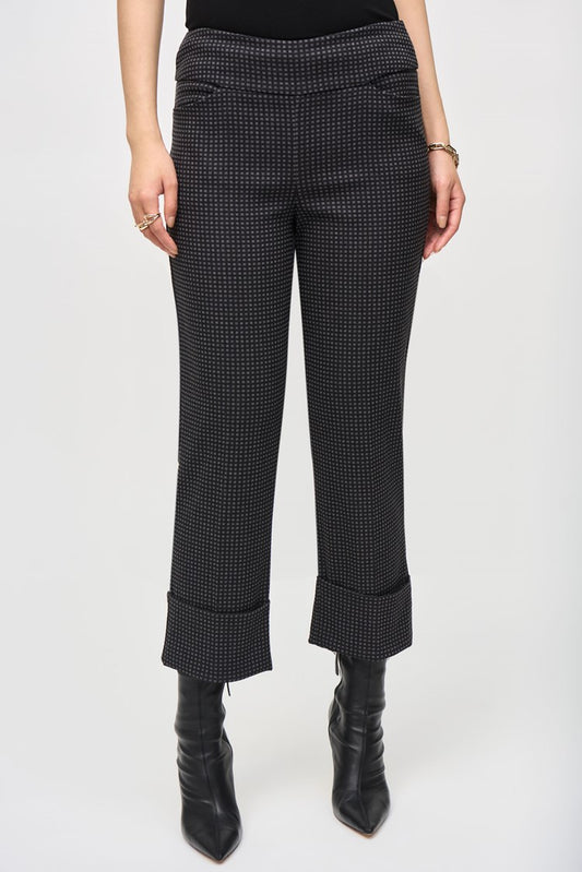 Joseph Ribkoff - Woven Jacquard Check Print Cropped Pants (243262)