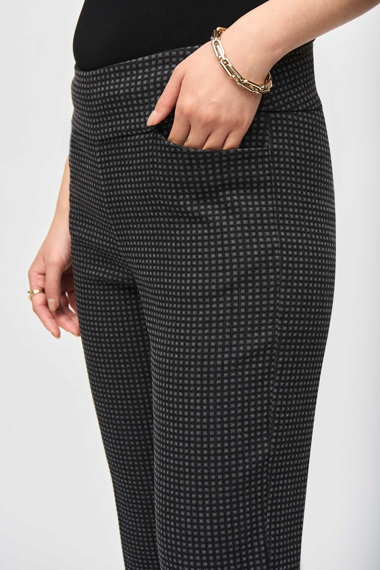 Joseph Ribkoff - Woven Jacquard Check Print Cropped Pants (243262)