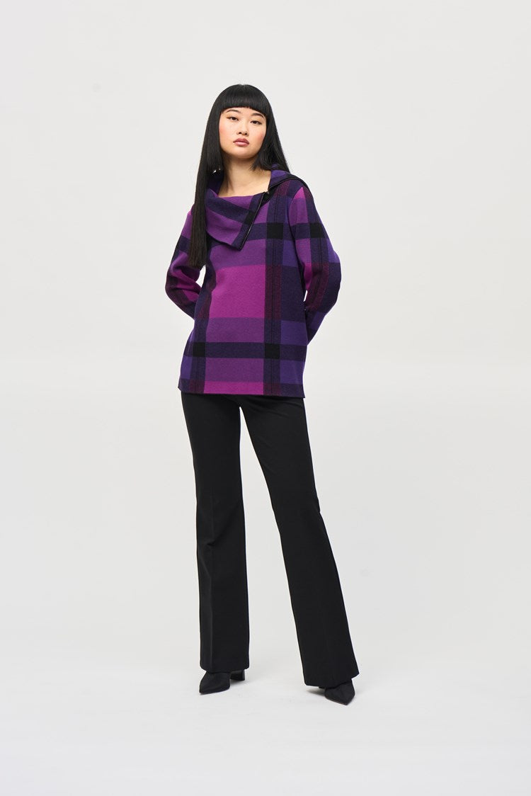 Joseph Ribkoff - Plaid Jacquard Cowl Neck Sweater (243943)