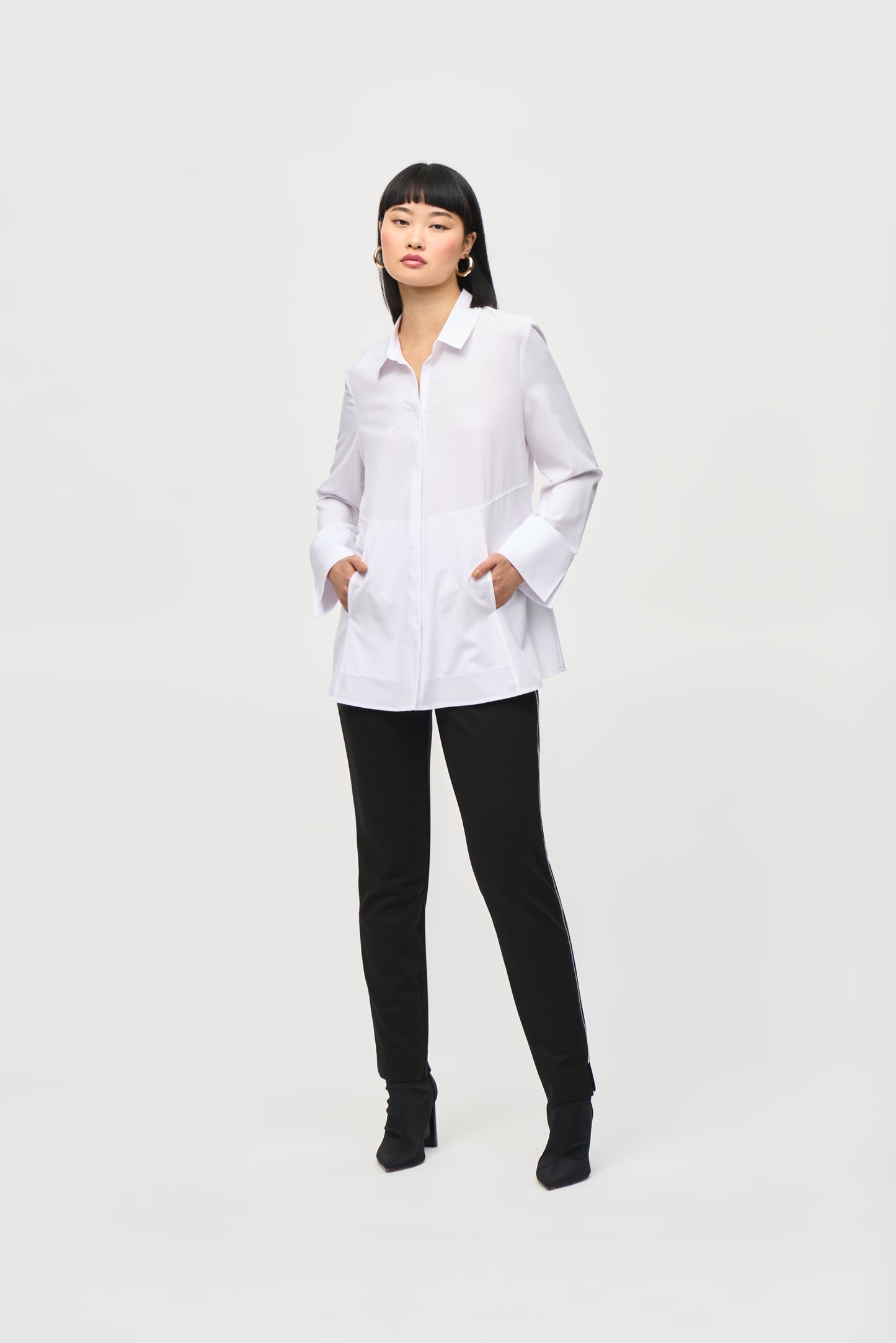 Joseph Ribkoff - Woven Button-Down Blouse With Pockets (243958)