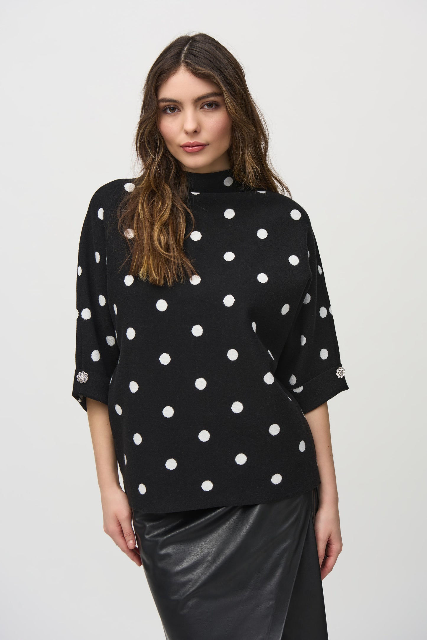 Joseph Ribkoff - Jacquard Sweater Dot Print Top  (244936)