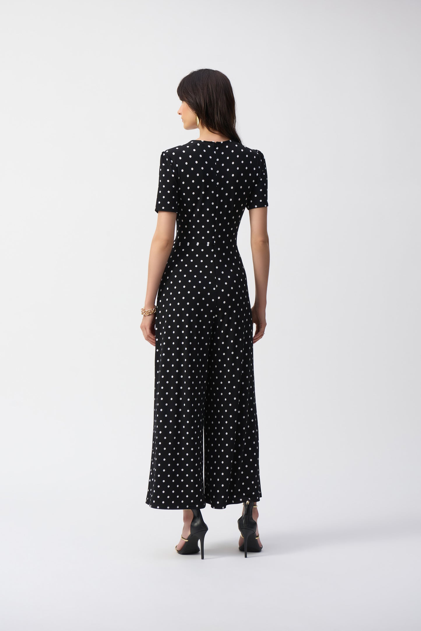 Joseph Ribkoff - Silky Knit Dot Print Wrap Culotte Jumpsuit (251008)