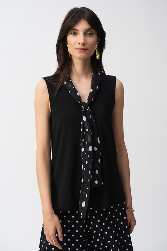 Joseph Ribkoff -Silky Knit Top WIth Dot Tie (251078)