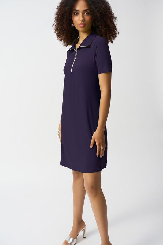 Joseph Ribkoff - Silky Knit Zipped Collar Trapeze Dress (251145)