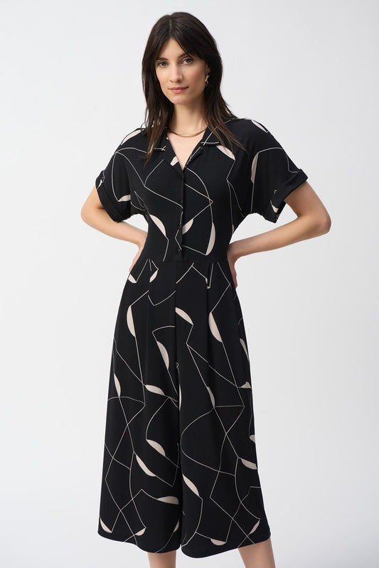 Joseph Ribkoff - Silky Knit Geometric Print Culotte Jumpsuit (251195)