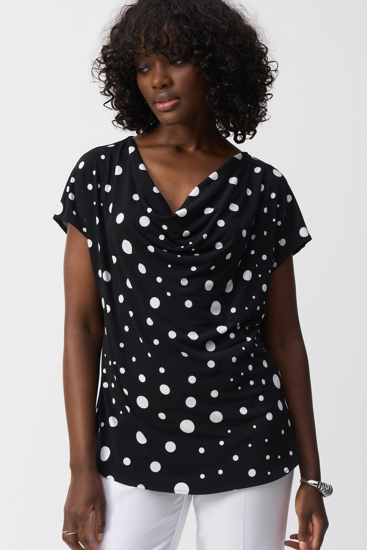 Joseph Ribkoff - Silky Knit Dot Print Short Sleeve Top (251257)