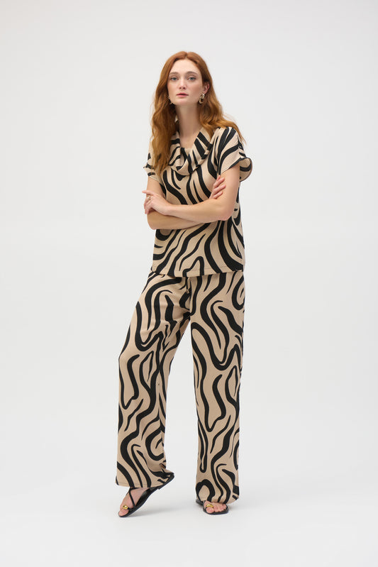 Joseph Ribkoff - Gauze Abstract Print Cowl Neck Top (252212)