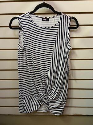 ISCA - Front-tie Sleeveless Striped Top
