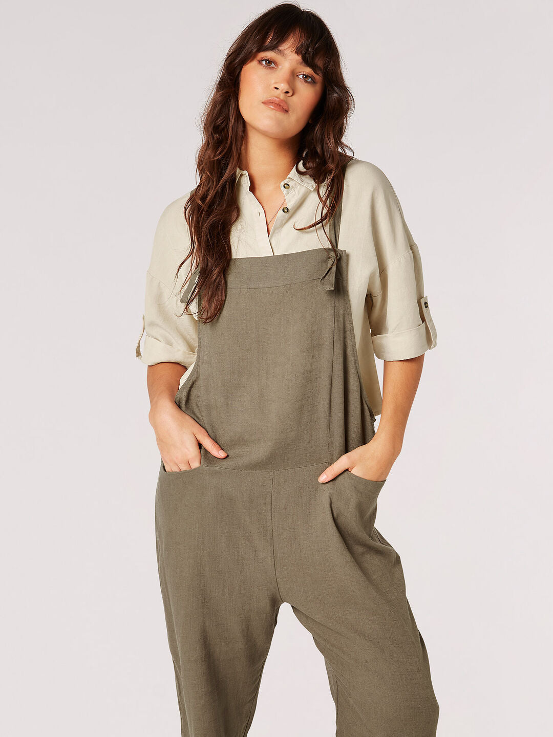Apricot - Linen Blend Relaxed Fit Dungarees (838994)