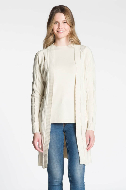 DKR&CO - Long Body Open Cardigan with Front and Back Cable Detail (DH-07)