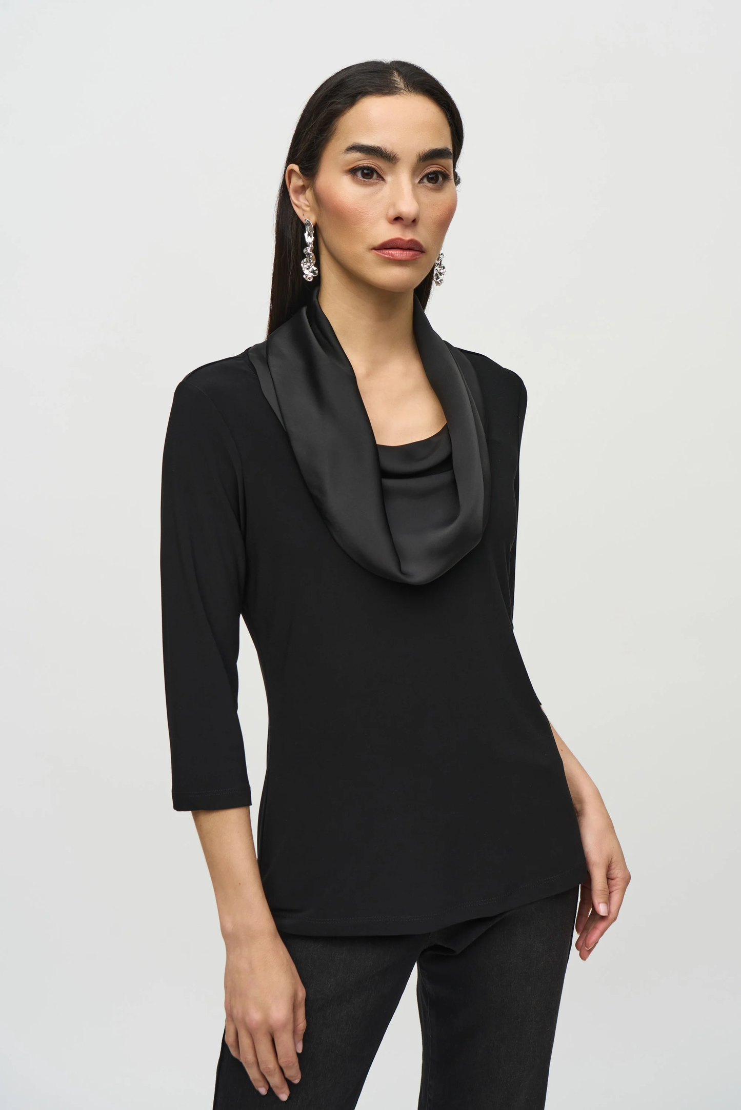 Joseph Ribkoff - Silky Knit And Satin Fitted Top (244106)