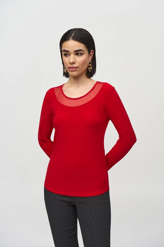 Joseph Ribkoff - Silky Knit and Mesh Fitted Top (244066)