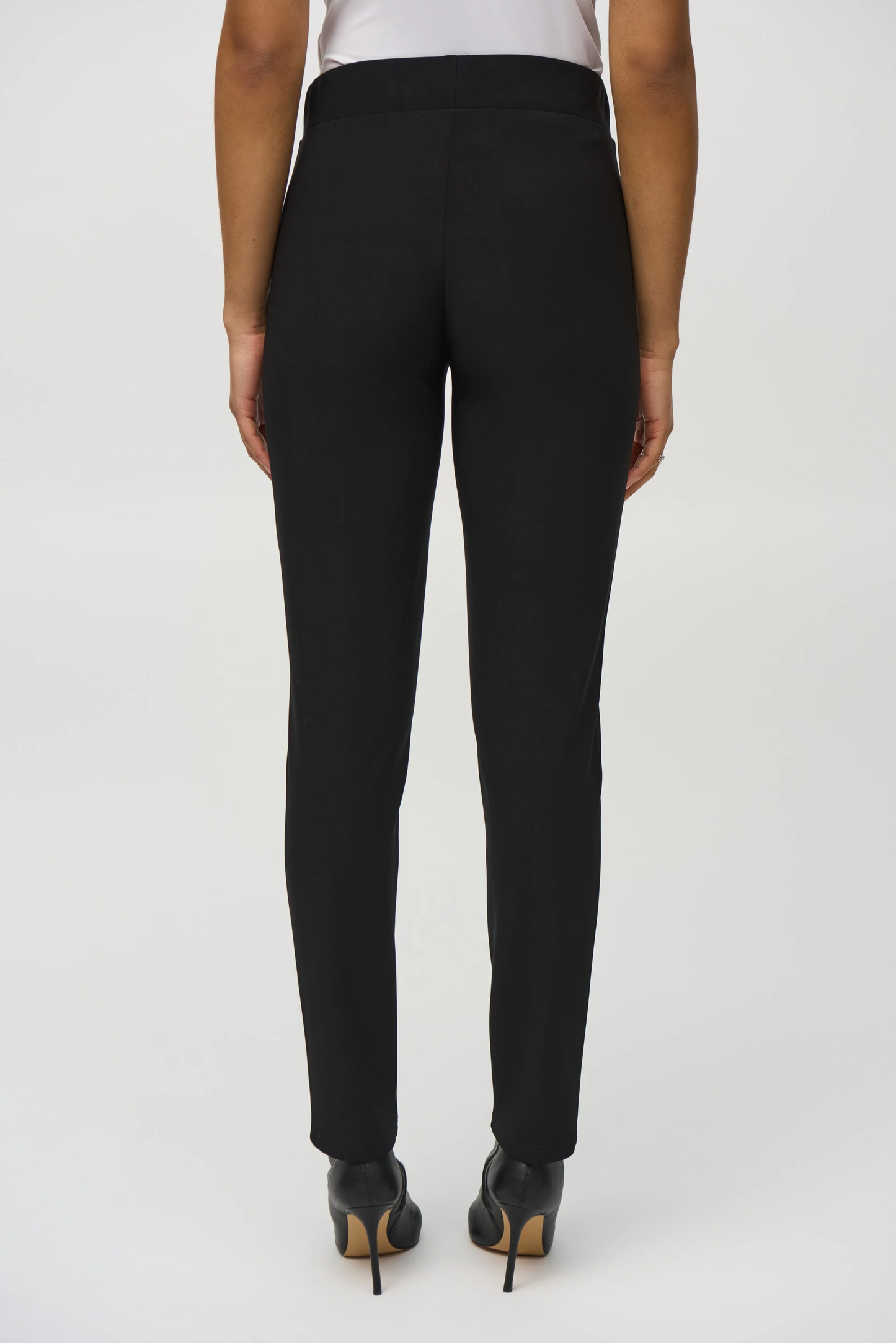 Silky Knit And Leatherette Slim Fit Pants 244143