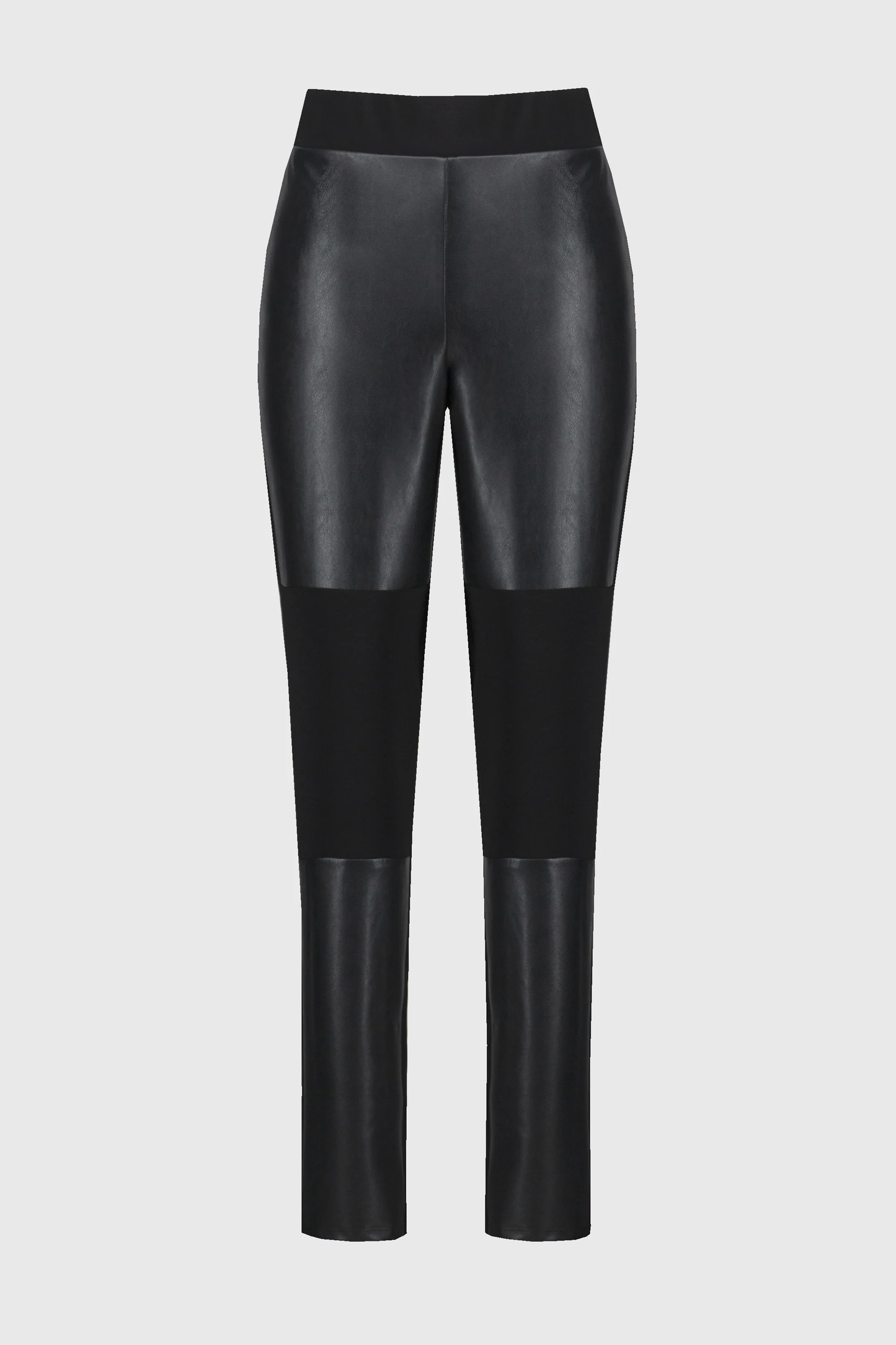 Silky Knit And Leatherette Slim Fit Pants 244143