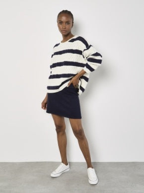 APRICOT - PLAIT & POINTELLE OVERSIZED STRIPE JUMPER (937048)
