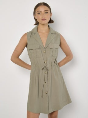 APRICOT - UTILITY TIE THRU S/LESS SHIRT DRESS (938151)