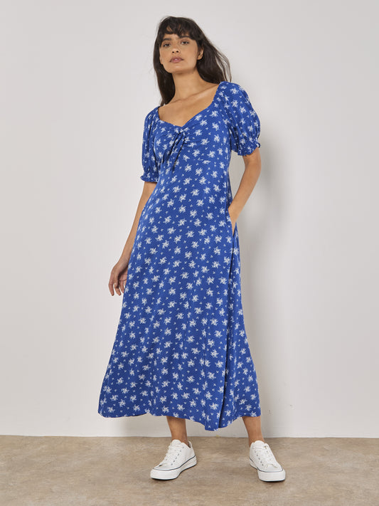 APRICOT - MONO FLORAL TIE FRONT MILK MAID DRESS (931831)
